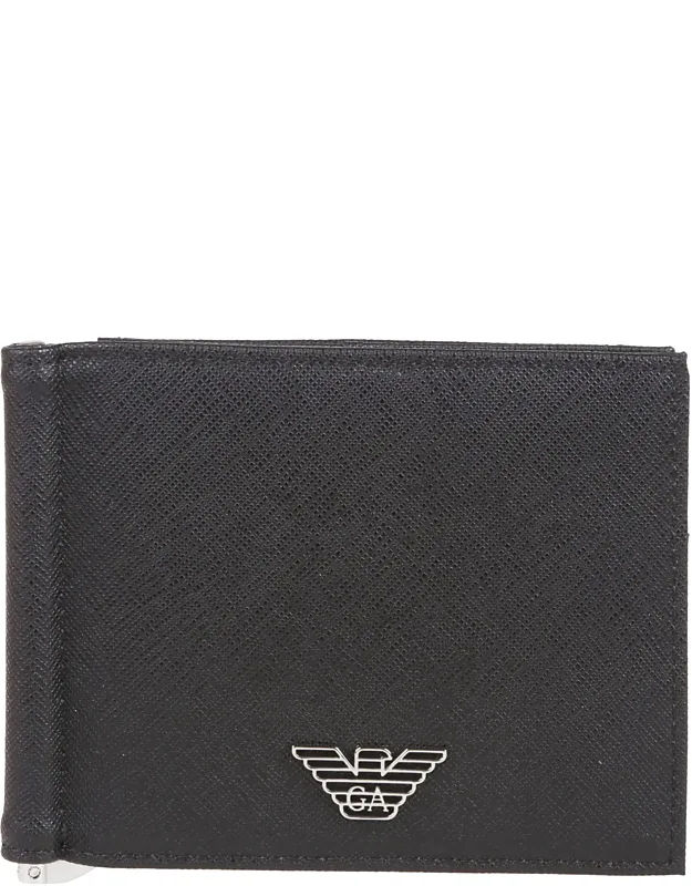 Textured Logo Plaque Wallet