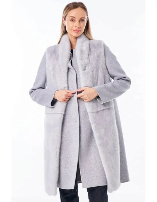 Mink Fur Virgin Wool Coat Plus Vest