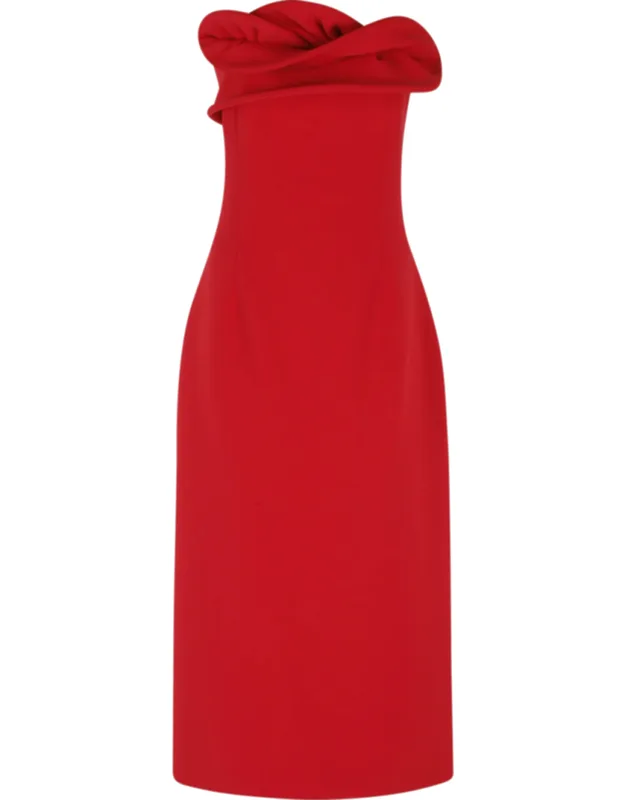 Floral Swirl Wool Corset Midi Dress