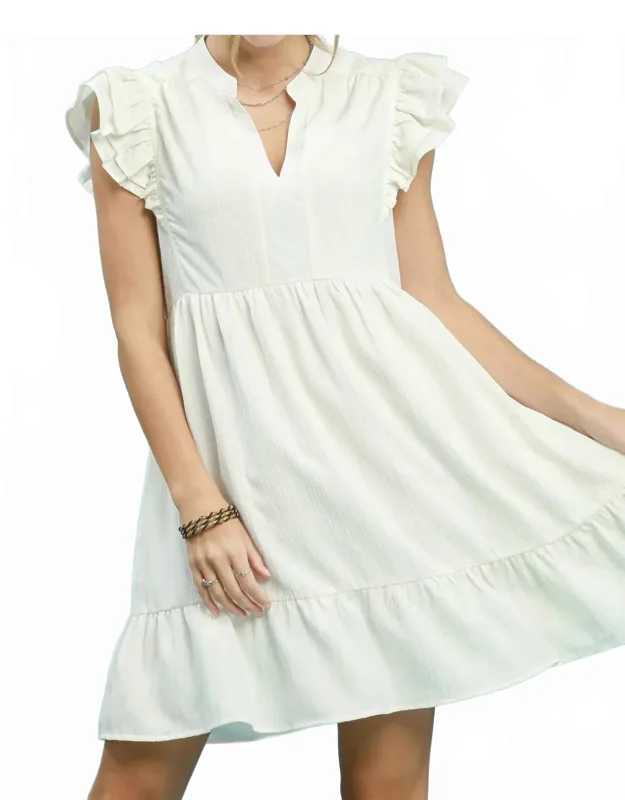 Ruffle Sleeve Babydoll Mini Dress