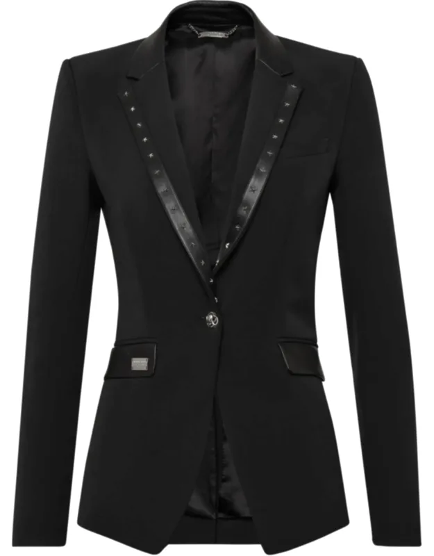 Blazer Studs With Leather Details And Metal Button