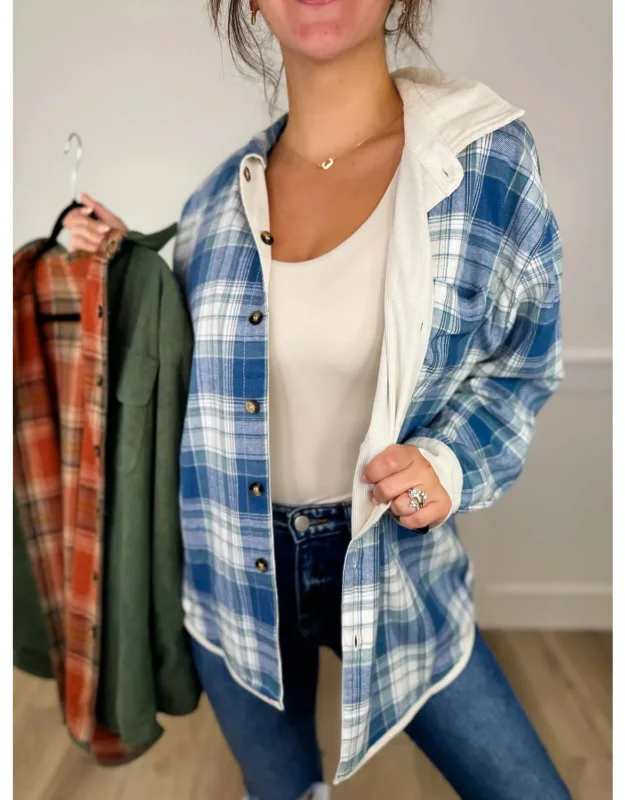 Ribbed Long Sleeve Reversible Flannel Shirt
