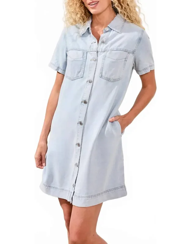 Denim Shirt Dress With Pockets