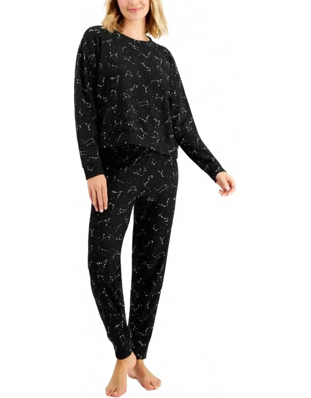 Sleepwear Long Sleeve Waffle Pajama Top And Jogger Set