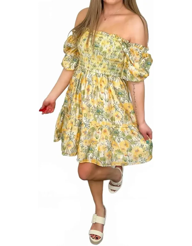 Spinning Through Wildflowers Off Shoulder Mini Dress