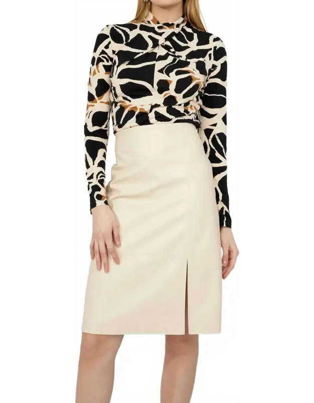 Faux Leather Pencil Midi Skirt