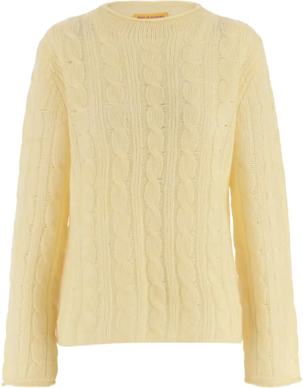 Cable-knit Crewneck Wool-blend Sweater