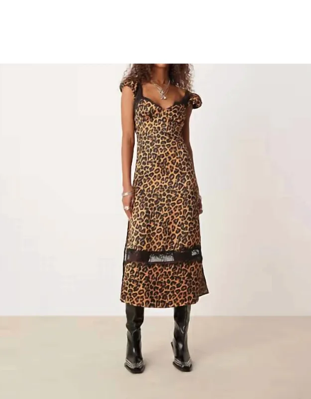 Leopard Printed Midi Dress