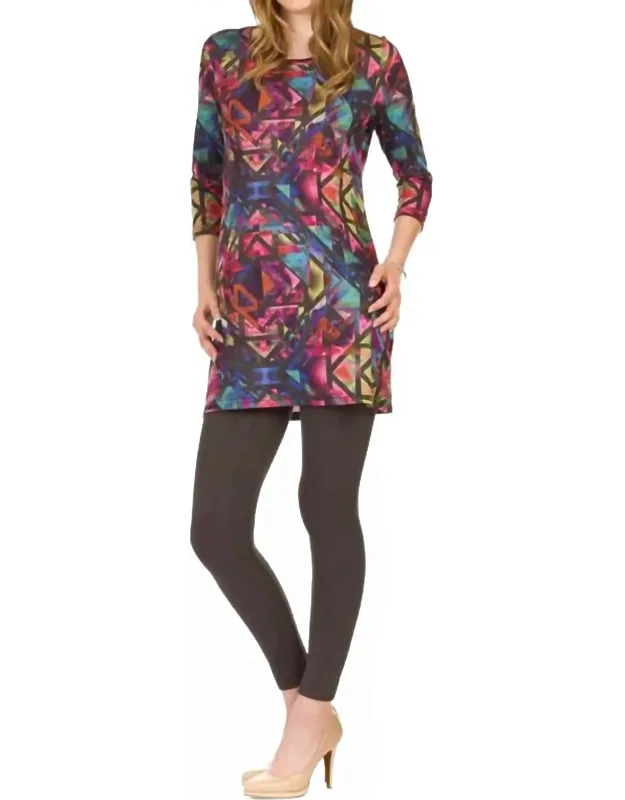 Geo Print Sweater Dress
