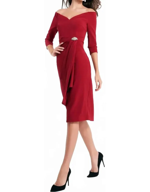 V-neck Off Shoulder Cocktail Dress
