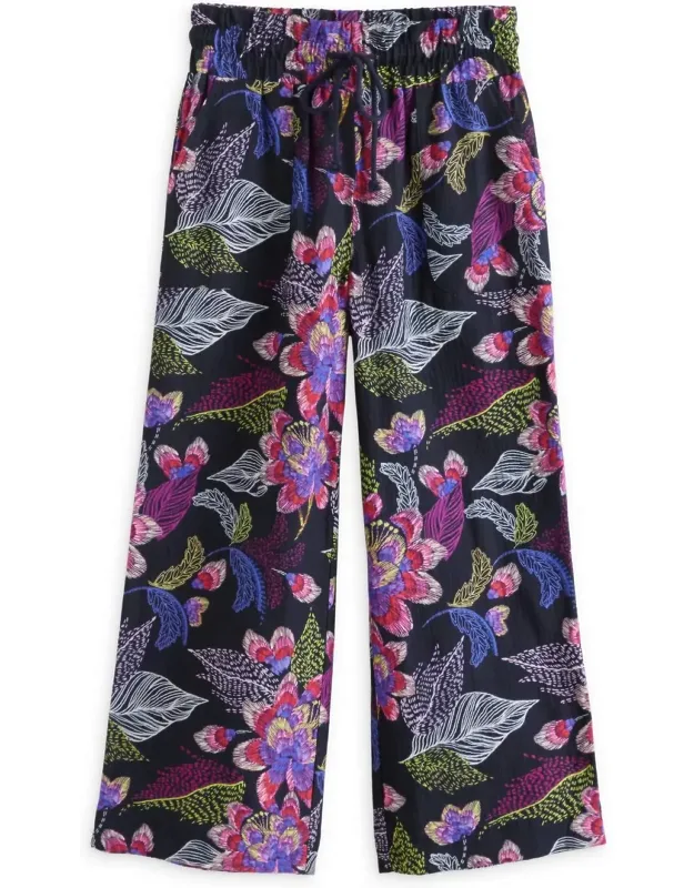 Blaine Wide Leg Printed Crinkle Gauze Pants