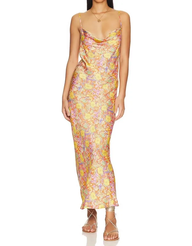 Last Drinks Bias Strappy Maxi Dress