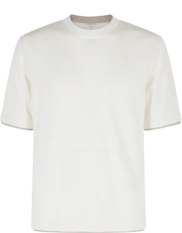 Round-neck Half-sleeve Cotton Knit T-shirt