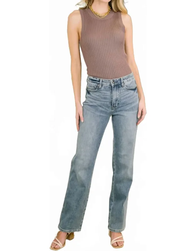 High Waist Tummy Control Slim Straight Leg Jeans