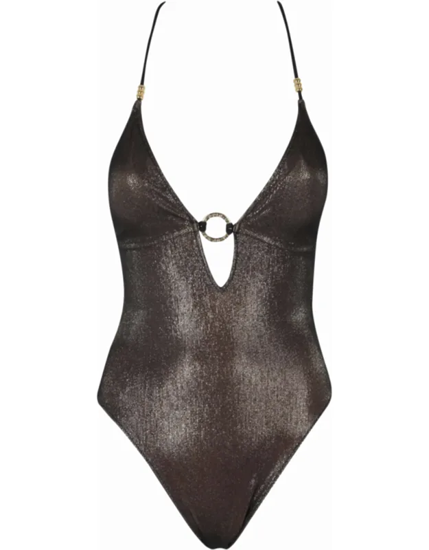 Lamé Tulle Cross-back Ring Swimsuit