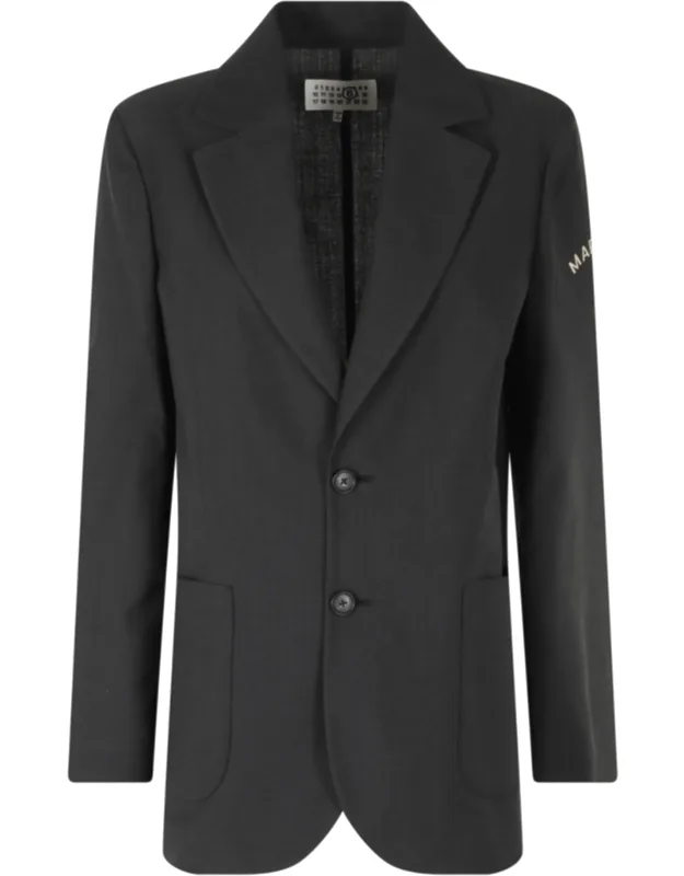 Mixed Wool Logo Sleeve Cotton-blend Blazer