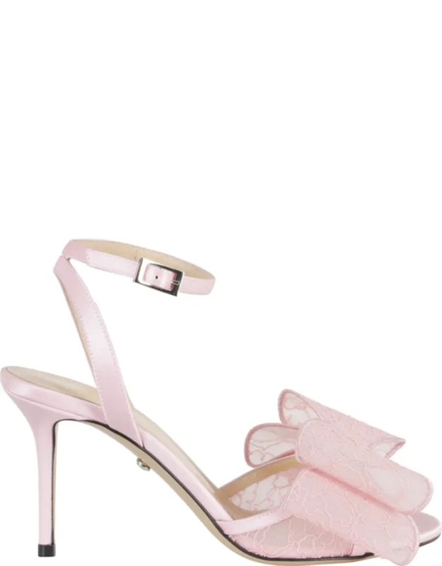Lace-insert Ankle-strap Leather Sandals