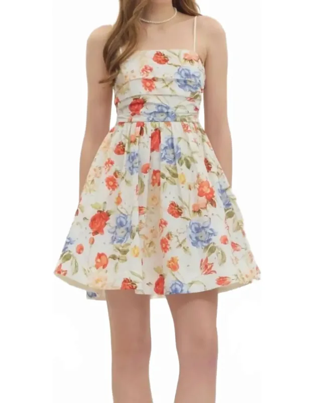 Floral Ruched Mini Dress