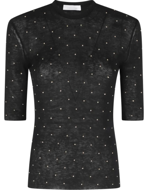All-over Crystal Short-sleeve Cupro-blend Sweater