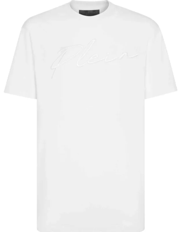 T-shirt Round Neck Ss With New Leather Label And Turn-up Cuffs