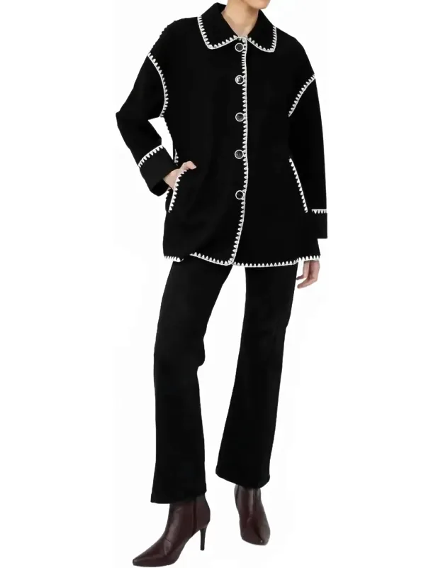 Bellona Long Jacket With Contrast Stitching