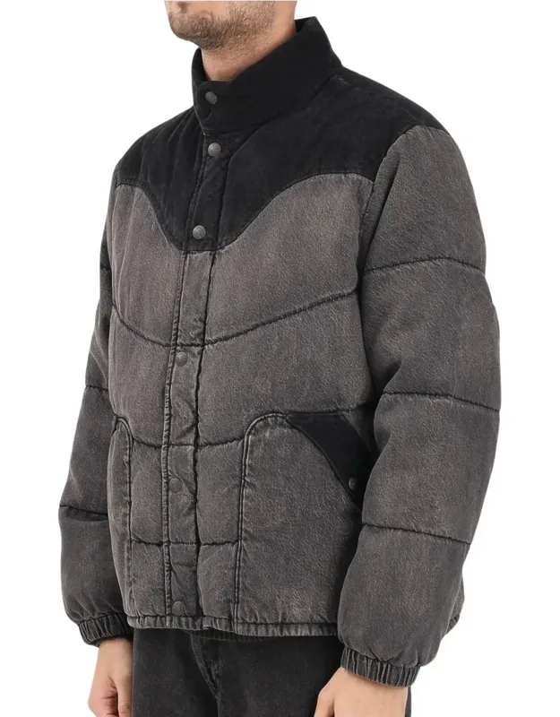 Padded Velvet Accent Denim Jacket