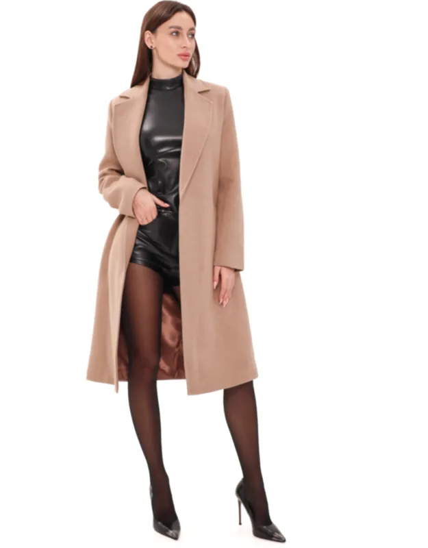 Classic Wraparound Wool Blend Overcoat