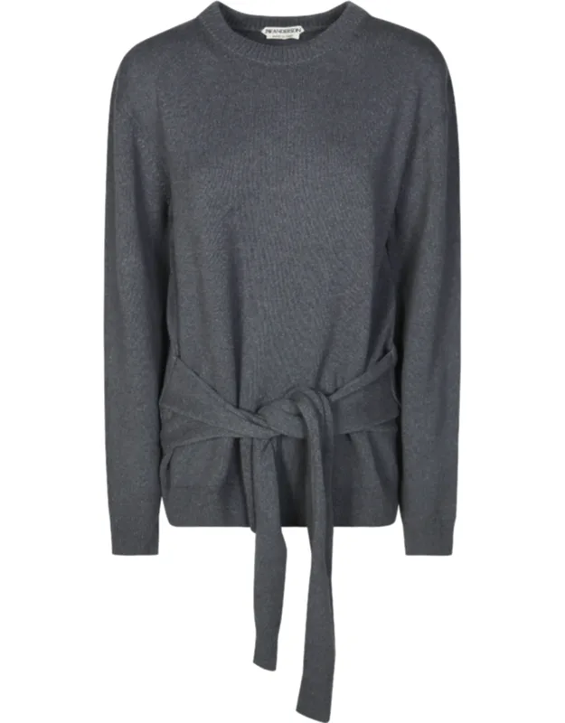 Textured Waist-tie Knit Jumper
