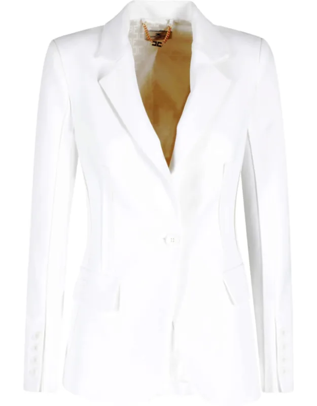 Stretch Logo-embroidered Single-breasted Polyester Blazer