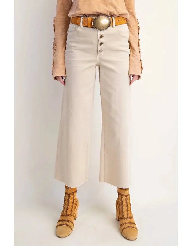 Button-front High-rise Twill Pants
