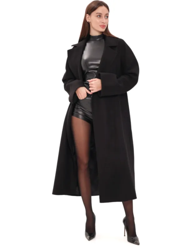 Classic Wraparound Wool Blend Overcoat