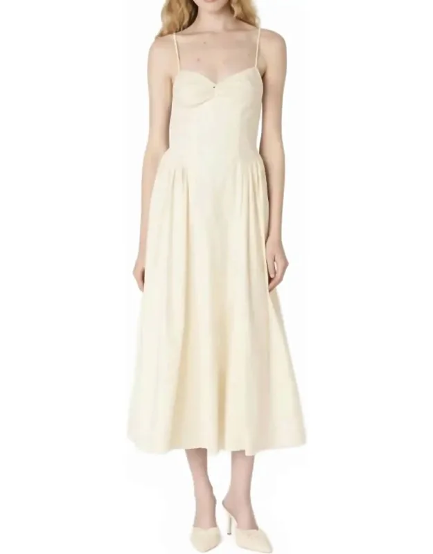 _destene Midi Dress With Spaghetti Straps And Sweetheart Neckline_