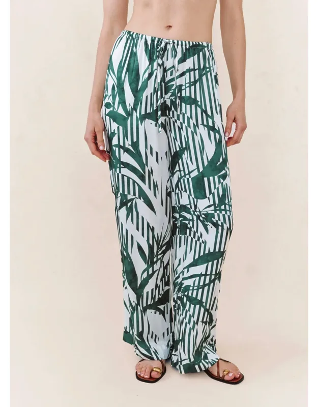 Wide Leg Pants In Palm Paradise Print