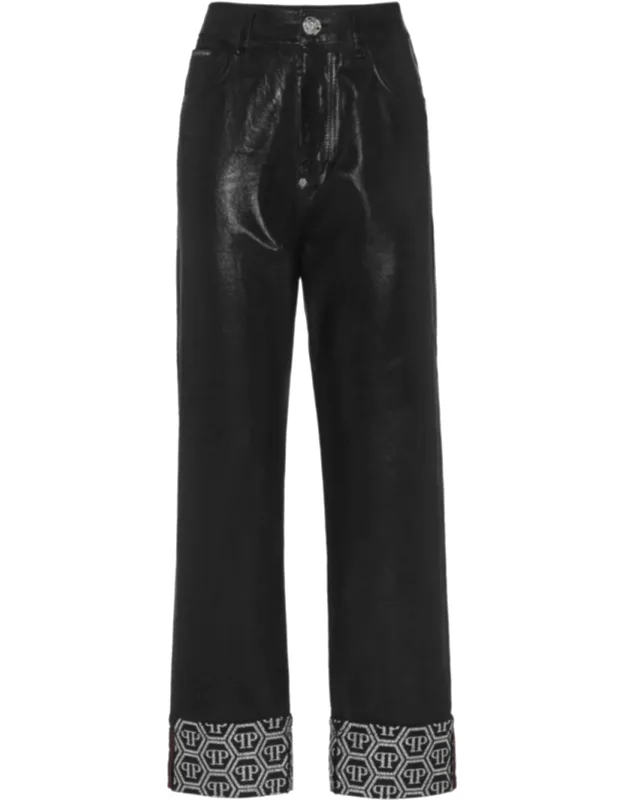 Loose Fit Cuffed Denim Trousers