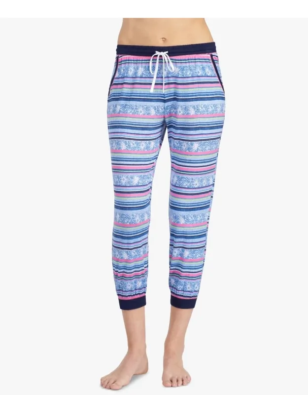 Striped Contrast Trim Cropped Pajama Pants
