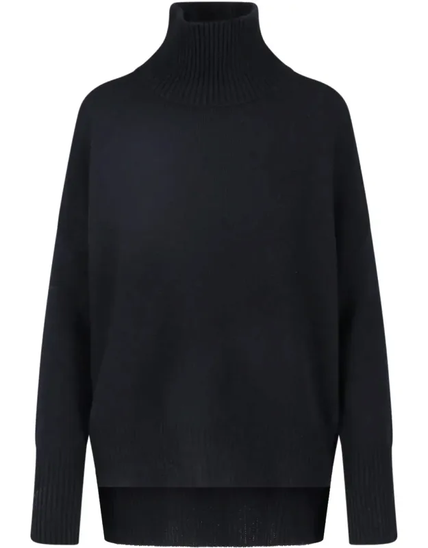 Ribbed Turtleneck Boxy Knit Sweater