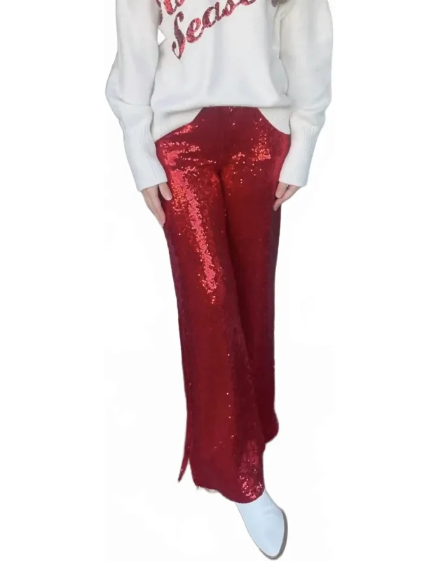 Christmas Mid Rise Flare Sequin Holiday Pants