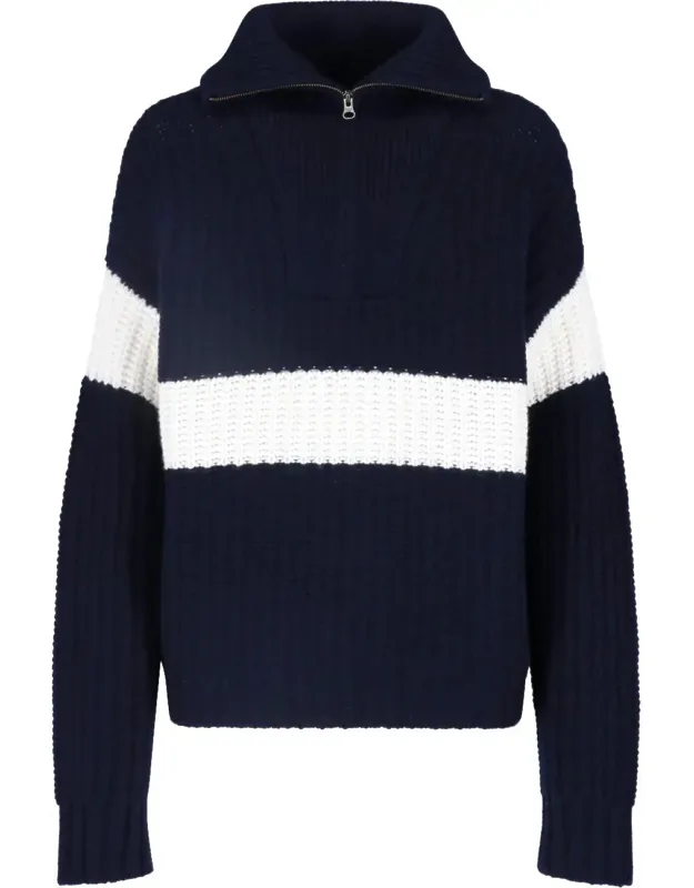 Striped Cropped Chunky High Collar Knit Sweater