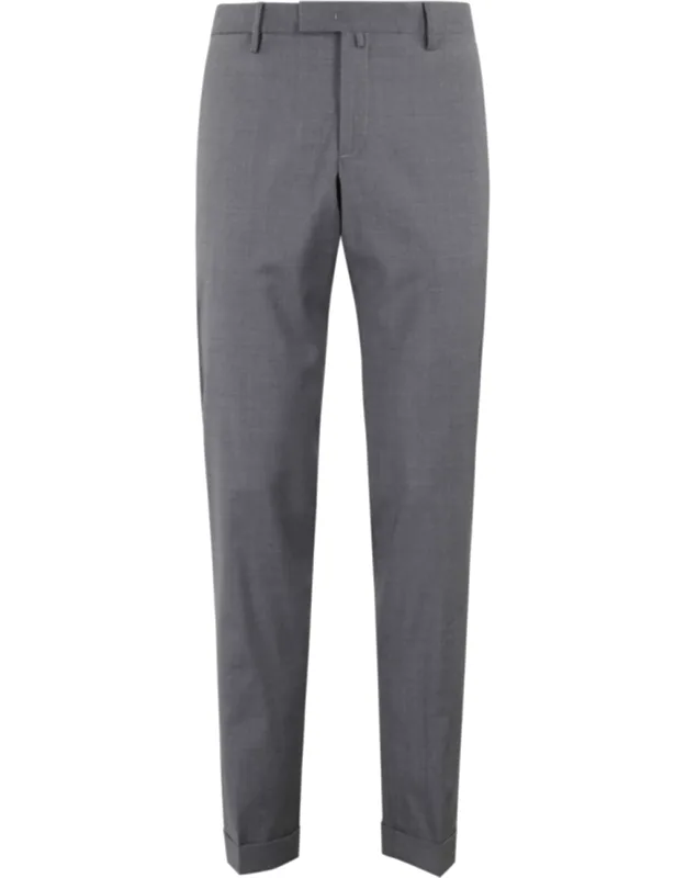 Slim Front Pulls Wool Straight-leg Pants