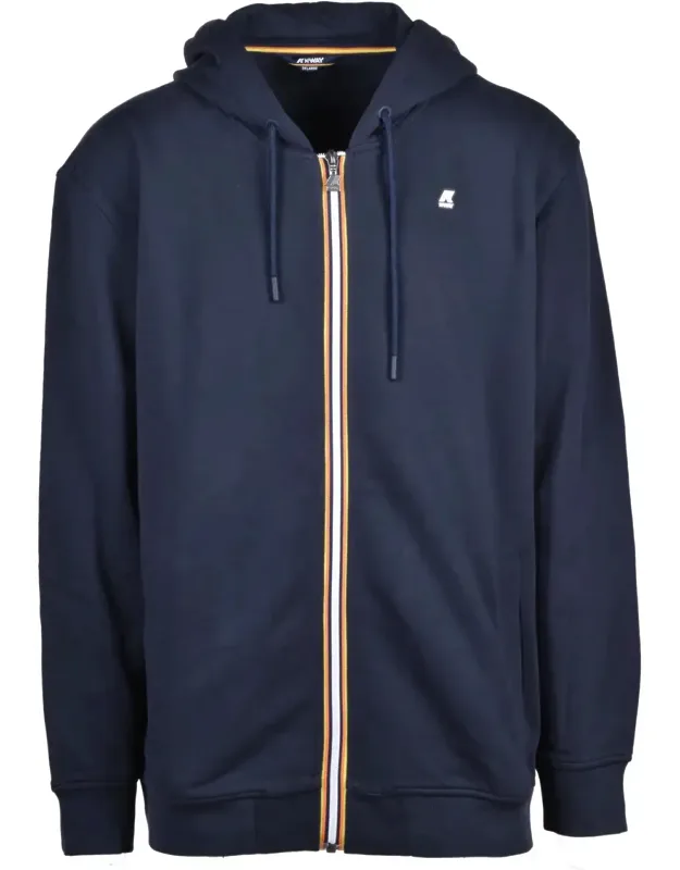 Striped Trim Cotton Zip Hoodie