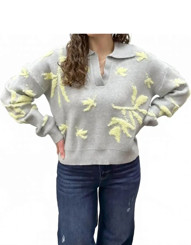 Floral Collared Sweater