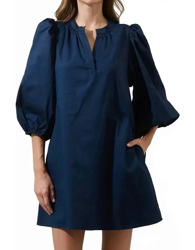 Shift Split Neck Mini Dress