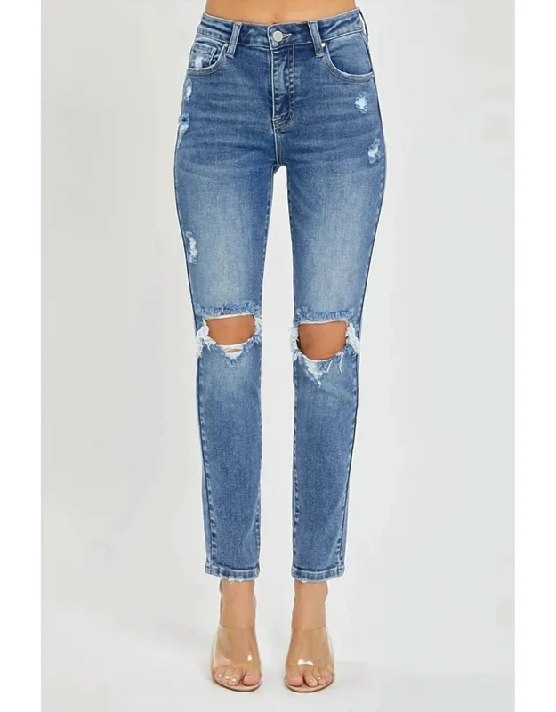 High Rise Distressed Skinny Jeans
