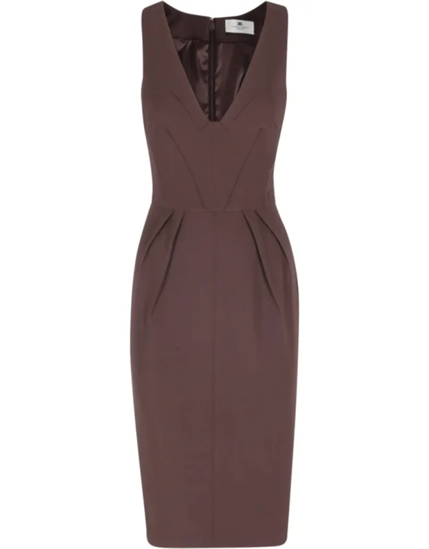 Crepe V-neck Logo-embroidered Midi Dress