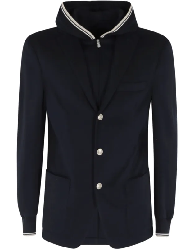 Single-breasted Removable-hood Cotton Blazer