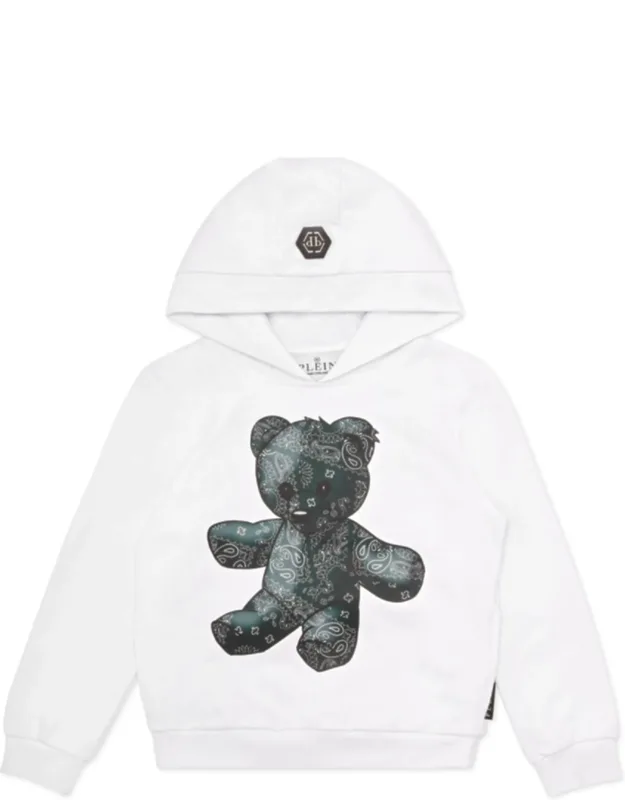 Hoodie Sweatshirt With Premium Cotton Blend And Teddy Graphic