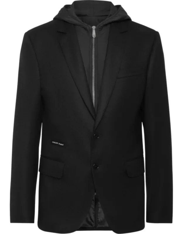 Water Repellent Wool Hooded Blazer