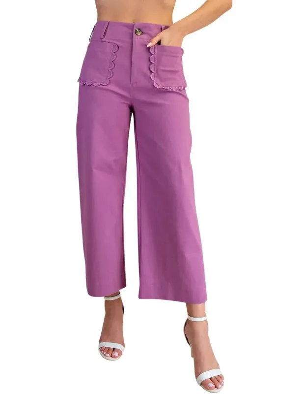 Colette Wide Leg Scallop Pocket Pants
