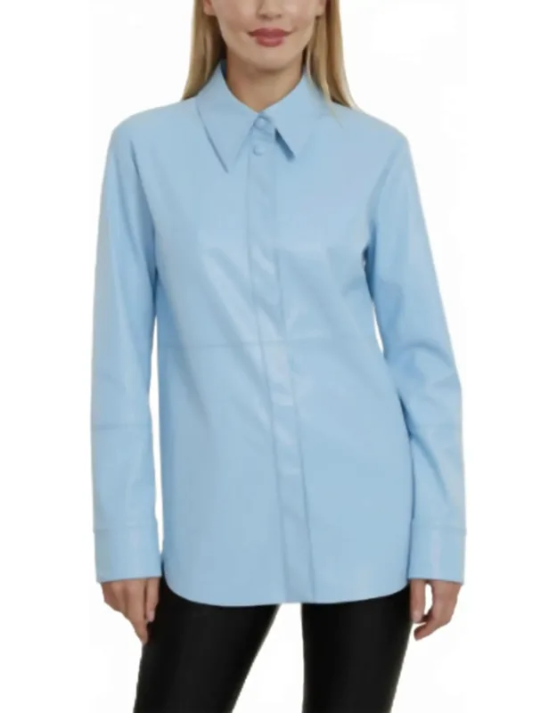 Faux Leather Button Up Shirt
