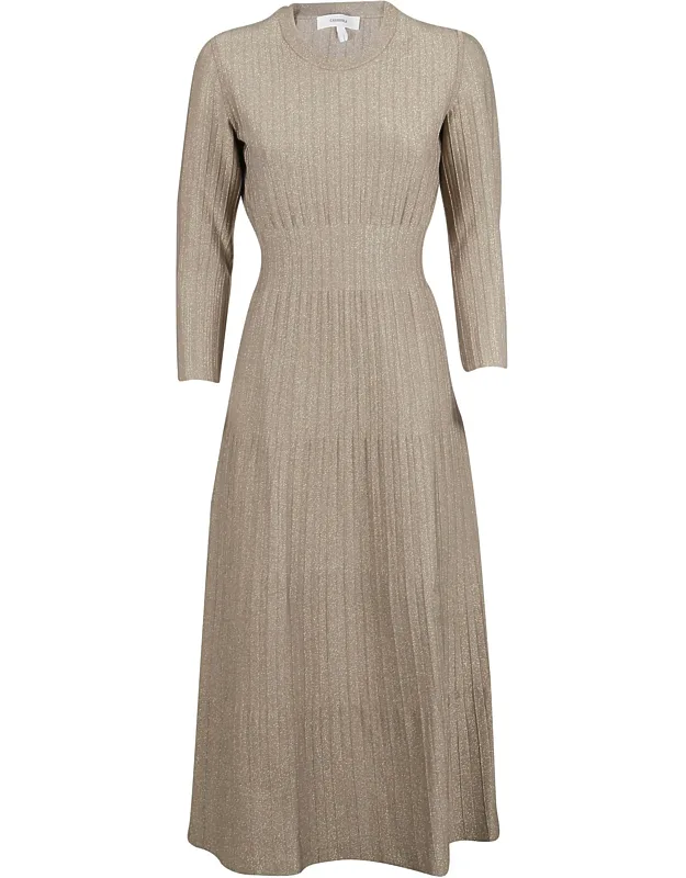 Ribbed Knit Viscose Midi Dress